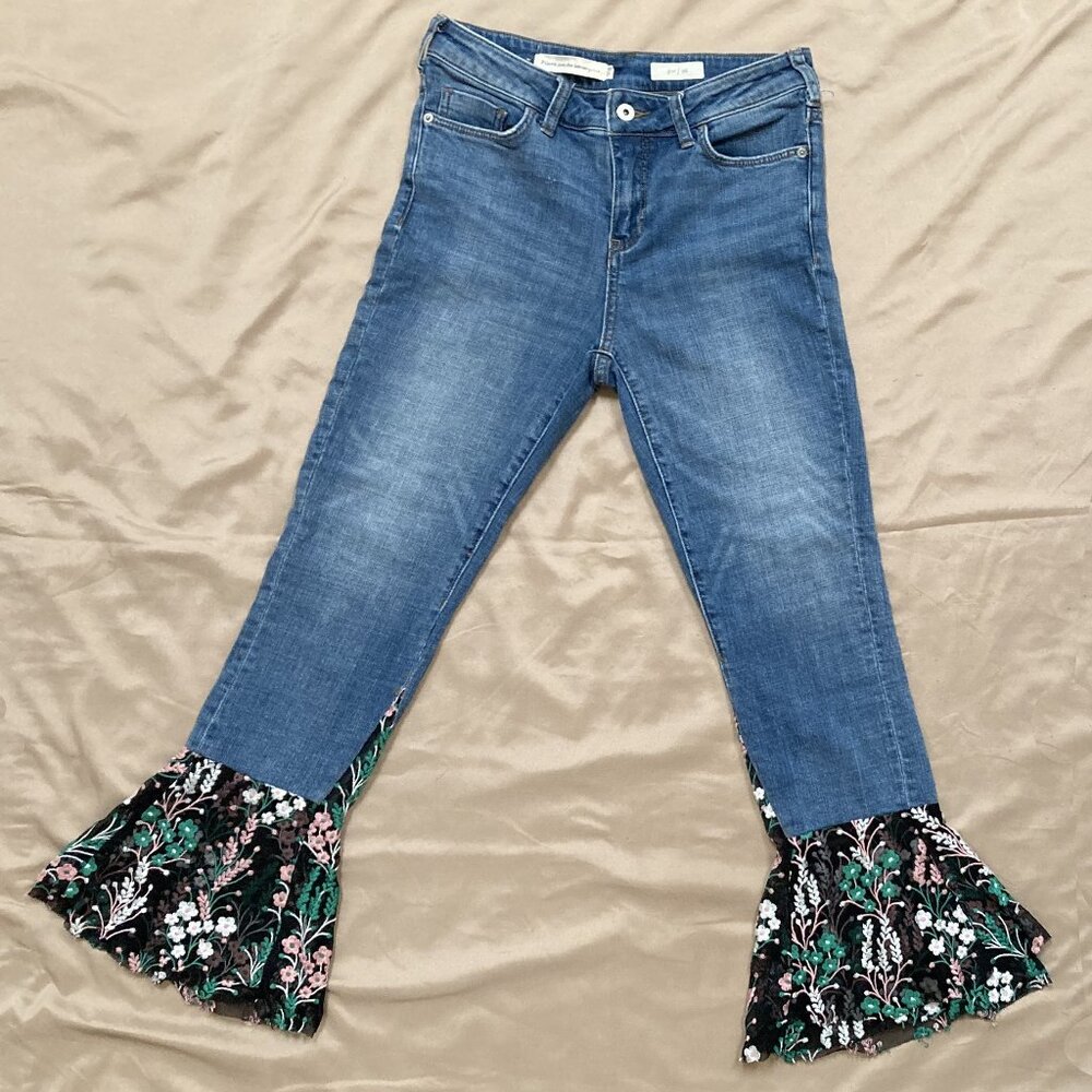 Pilcro and the Letterpress Jeans. Anthropologie, Embroidered Tulle, Size 26 - Picture 3 of 7